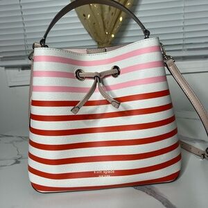 Kate Spade Pink and Red Shoulder Bag with Ombré Stripes